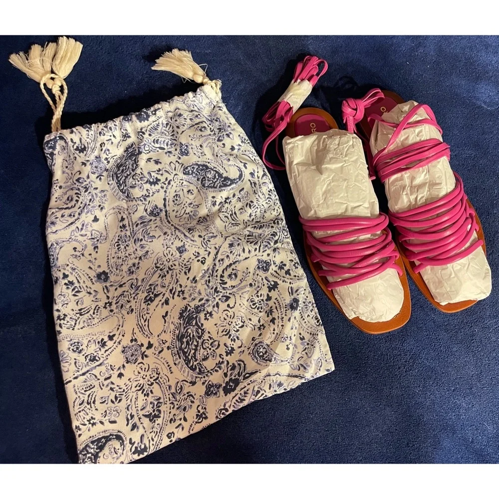 Anthropologie Pilcro Pink Tie-Up Strappy Sandals NWT SZ 10 - Picture 5 of 16